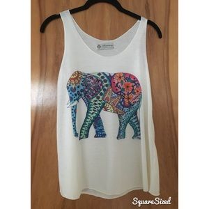 EUC white tank top with elephant